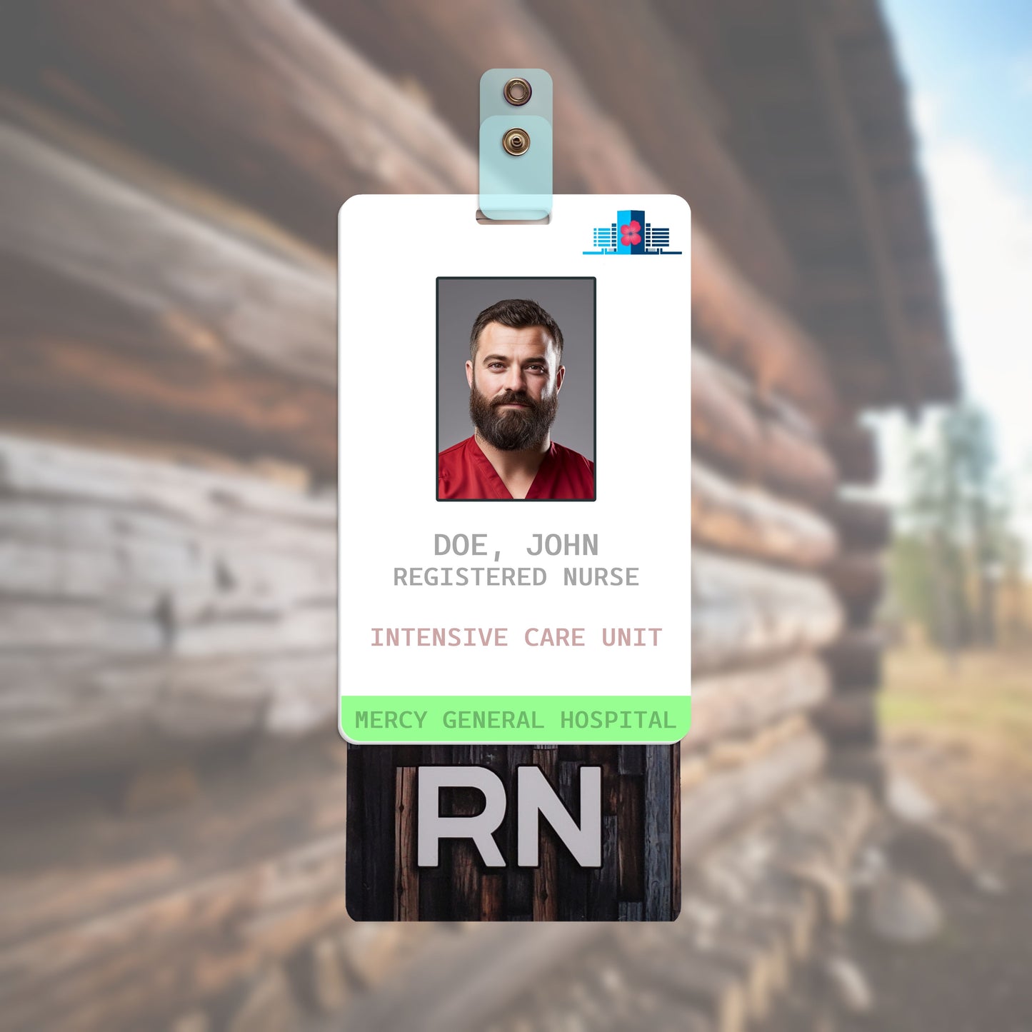 Wood Cabin (RN) - Vertical Role ID Badge [v1]