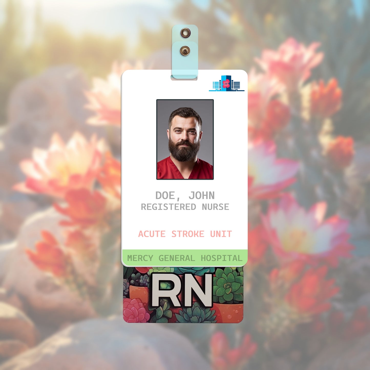 Succulent Garden (RN) - Vertical Role ID Badge